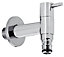 Tres Garden Tap with Hose Quick Connection Modern Looking Cold Water Chrome Plated