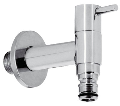 Tres Garden Tap with Hose Quick Connection Modern Looking Cold Water Chrome Plated
