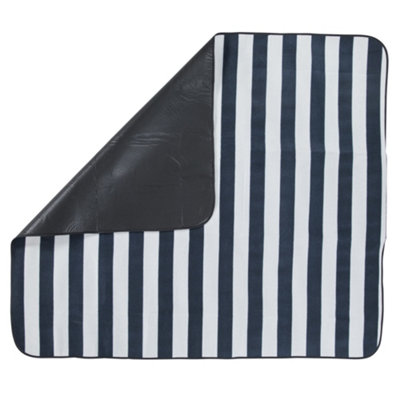 Tresp Throw Folded Waterproof Blanket Navy Stripe (One Size) DIY at B&Q