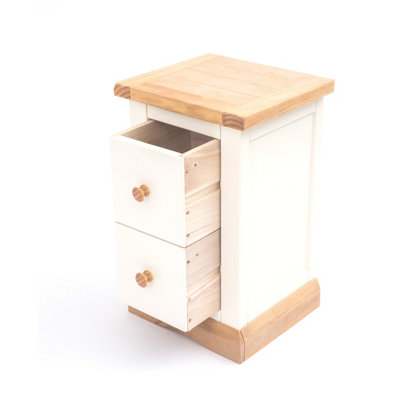 Trevi 2 Drawer Petite Bedside Table Wood Knob