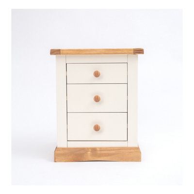 Trevi 3 Drawer Bedside Table Wood Knob