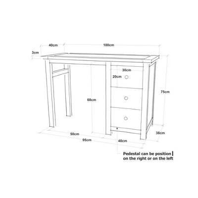 Trevi 3 Drawer Dressing Table Set Chrome Knob