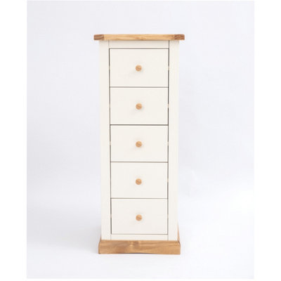 Trevi 5 Drawer Narrow Chest of Drawers Wood Knob