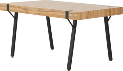 Treviso Light Oak Effect and Black Dining Table Metal Legs