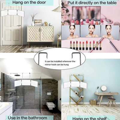 Tri-Fold 3 Way Mirror with LED For Self Haircut, Adjustable Back View