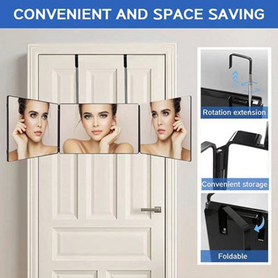 Tri-Fold 3 Way Mirror with LED For Self Haircut, Adjustable Back View