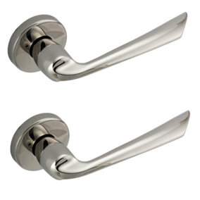 Triad Polished Chrome Stainless Steel Dual Force Lever On Round Rose Door Handles Pair ha34