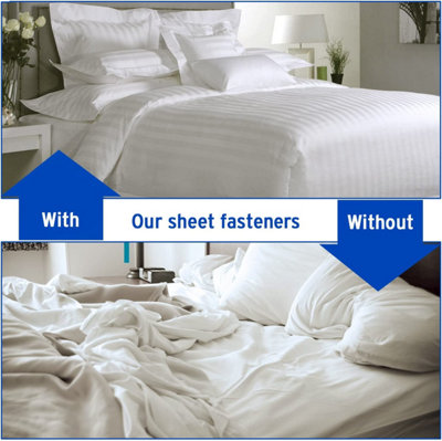 Blancho Bedding Set of 4 Adjustable Bed Sheet Fasteners Bed Sheet Clips  [White]