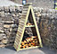 Triangle Log Store, Wooden Garden Timber Fire Wood Kindling And Log Store - L60 x W112 x H180 cm - Minimal Assembly Required