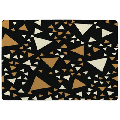 Triangles On Black Special Soft Home Rug