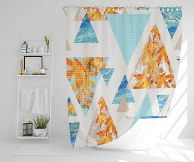 Triangles with maple, oak leaves, marble (Shower Curtain) / Default Title Price Comparisons | Compare The Build