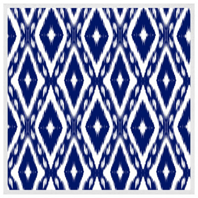Tribal art ikat ogee in traditional classic blue (Picutre Frame) / 24x24" / Oak