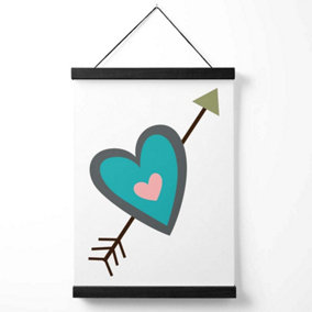 Tribal Blue Heart and Arrow Medium Poster with Black Hanger
