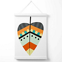 Tribal Leaf Poster with Hanger / 33cm / White