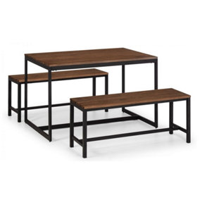 Tribeca Walnut Dining Table & 2 Benches