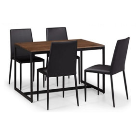 Tribeca Walnut Dining Table & 4 Jazz Black Chairs