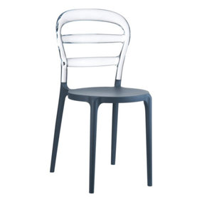 Tribi Stacking Chair - Dark Grey/ Clear Transparent