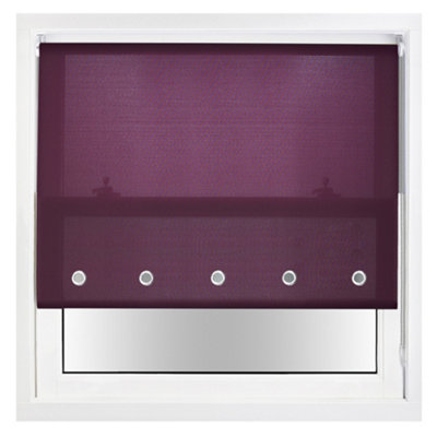 Trimmable Daylight Roller Blind with Round Eyelet and Metal Fittings from Furnished - Aubergine (W)240cm x (L)210cm