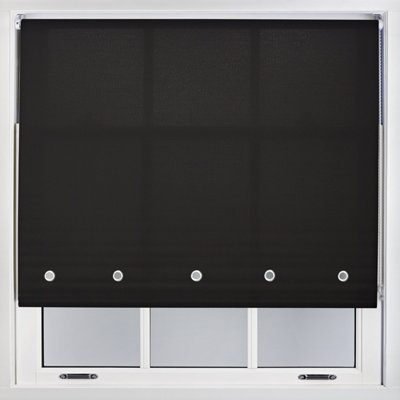 Trimmable Daylight Roller Blind with Round Eyelet and Metal Fittings from Furnished - Black (W)240cm x (L)210cm