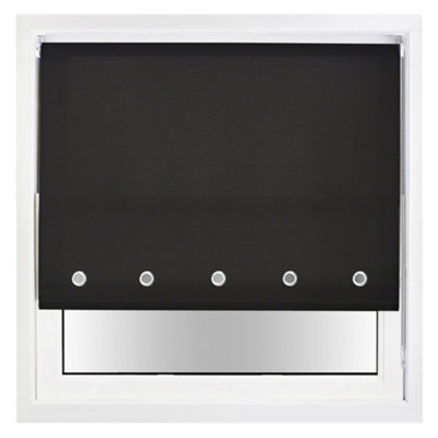 Trimmable Daylight Roller Blind with Round Eyelet and Metal Fittings from Furnished - Black (W)240cm x (L)210cm