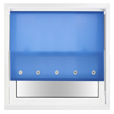 Trimmable Daylight Roller Blind with Round Eyelet and Metal Fittings from Furnished - Blue (W)120cm x (L)210cm
