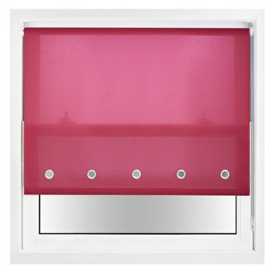 Trimmable Daylight Roller Blind with Round Eyelet and Metal Fittings from Furnished - Fuchsia (W)120cm x (L)165cm