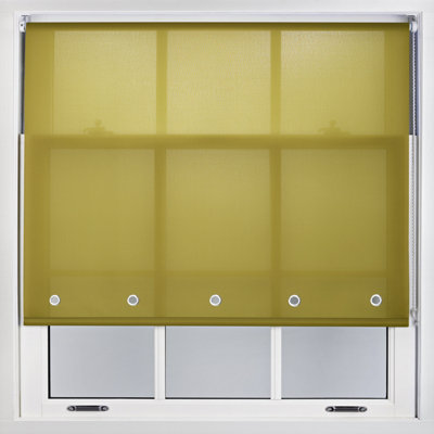 Trimmable Daylight Roller Blind with Round Eyelet and Metal Fittings from Furnished - Green (W)60cm x (L)165cm