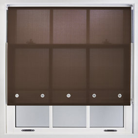 Trimmable Daylight Roller Blind with Round Eyelet and Metal Fittings from Furnished - Mocha (W)120cm x (L)165cm