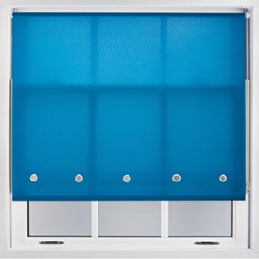 Trimmable Daylight Roller Blind with Round Eyelet and Metal Fittings from Furnished - Teal (W)120cm x (L)165cm