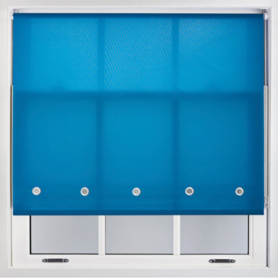Trimmable Daylight Roller Blind with Round Eyelet and Metal Fittings from Furnished - Teal (W)210cm x (L)165cm