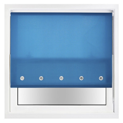 Trimmable Daylight Roller Blind with Round Eyelet and Metal Fittings from Furnished - Teal (W)60cm x (L)210cm