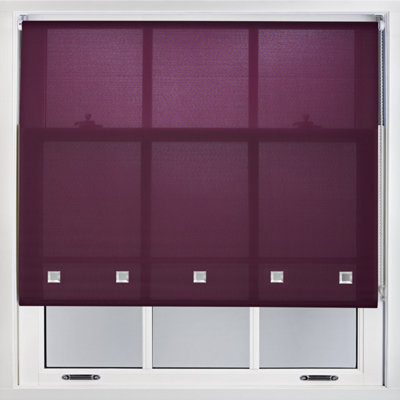 Trimmable Daylight Roller Blind with Square Eyelets and Metal Fittings by Furnished - Aubergine (W)120cm x (L)165cm