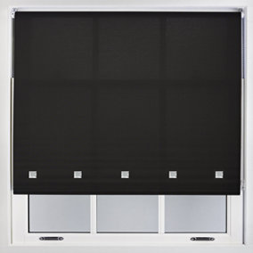 Trimmable Daylight Roller Blind with Square Eyelets and Metal Fittings by Furnished - Black (W)120cm x (L)165cm