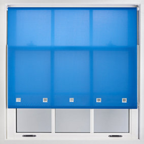 Trimmable Daylight Roller Blind with Square Eyelets and Metal Fittings by Furnished - Blue (W)210cm x (L)210cm