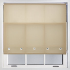 Trimmable Daylight Roller Blind with Square Eyelets and Metal Fittings by Furnished - Cappuccino (W)120cm x (L)210cm