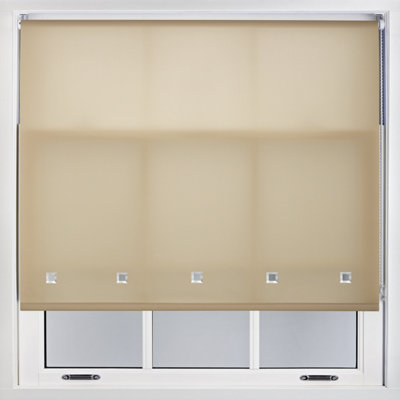 Trimmable Daylight Roller Blind with Square Eyelets and Metal Fittings by Furnished - Cappuccino (W)240cm x (L)165cm