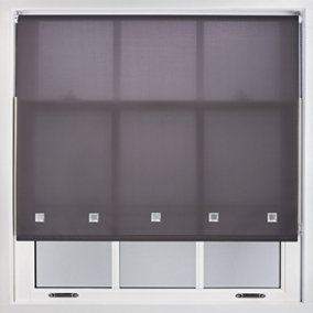 Trimmable Daylight Roller Blind with Square Eyelets and Metal Fittings by Furnished - Dark Grey (W)120cm x (L)165cm