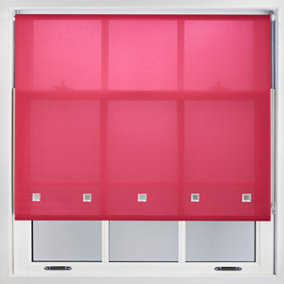 Trimmable Daylight Roller Blind with Square Eyelets and Metal Fittings by Furnished - Fuchsia (W)120cm x (L)165cm