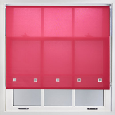 Trimmable Daylight Roller Blind with Square Eyelets and Metal Fittings by Furnished - Fuchsia (W)90cm x (L)210cm