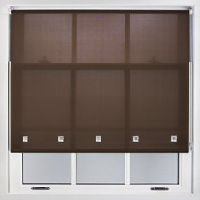 Trimmable Daylight Roller Blind with Square Eyelets and Metal Fittings by Furnished - Mocha (W)150cm x (L)165cm