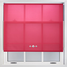 Trimmable Roller Blind with Triple Diamond Chrome Eyelet and Metal Fittings - Fuchsia Daylight Shade (W)100cm x (L)165cm