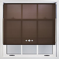Trimmable Roller Blind with Triple Diamond Chrome Eyelet and Metal Fittings - Mocha Daylight Shade (W)120cm x (L)165cm