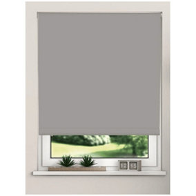 Trimmable Thermal Blackout Roller Blinds 165cm Drop x Width 125cm Light Grey