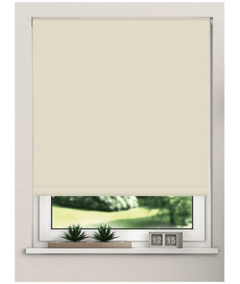 Trimmable Thermal Blackout Roller Blinds 165cm Drop x Width 80cm  Natural
