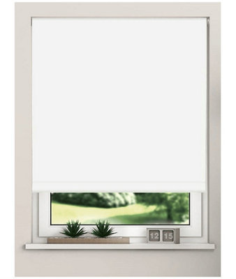 Trimmable Thermal Blackout Roller Blinds 165cm Drop x Width 90cm White ...