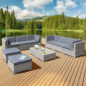 Trinidad Deluxe Rattan 8 Seat Modular Sofa Set in Dove Grey