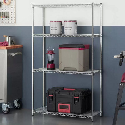 TRINITY EcoStorage 4-Tier Chrome Shelving Unit, Adjustable Heavy Duty ...