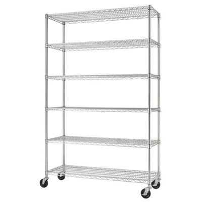 TRINITY EcoStorage 6-Tier Chrome Shelving Unit with Casters, Heavy Duty ...