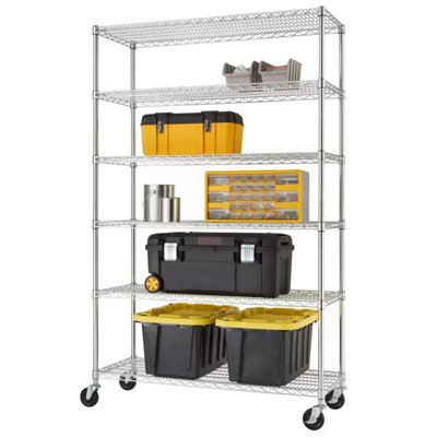 TRINITY EcoStorage 6-Tier Chrome Shelving Unit with Casters, Heavy Duty ...