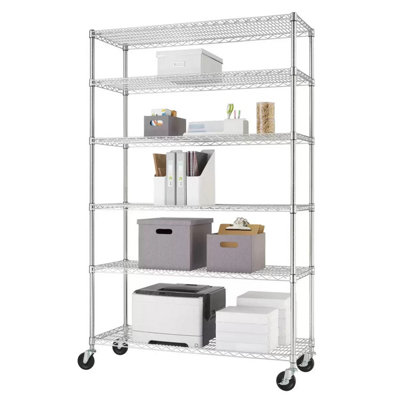 TRINITY EcoStorage 6-Tier Chrome Shelving Unit with Casters, Heavy Duty ...